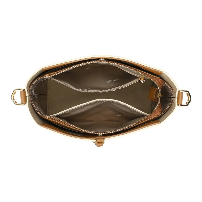 PIERRE CARDIN Top Grain Cow Leather Shoulder Bag Regular Women's Black/Beige-3