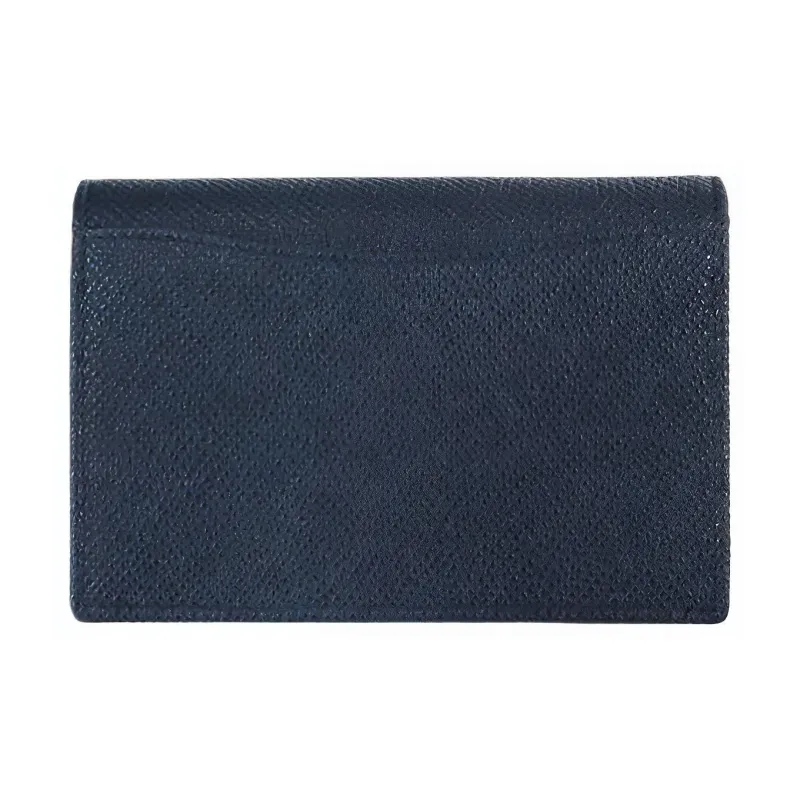 BVLGARI Leather Card Holder Men's Marine Blue & Green-1