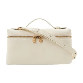 Loro Piana Leather Makeup Bag, Shoulder Bag, Crossbody Bag, Handbag Women's White