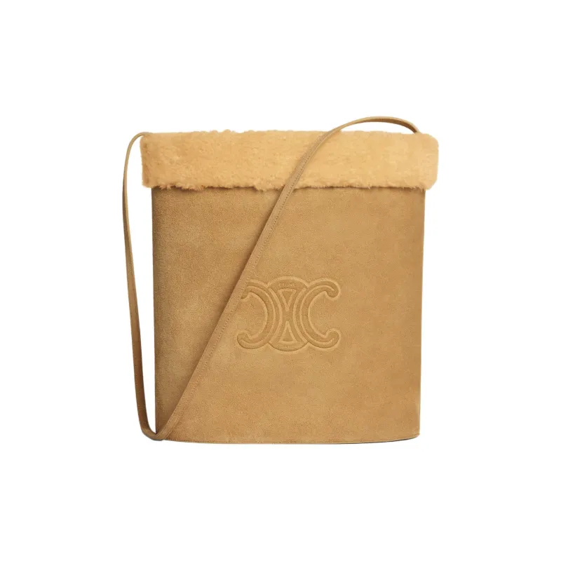 CELINE Calfskin Bucket Bags Crossbody Bag, Shoulder Bag Men's Natural-1