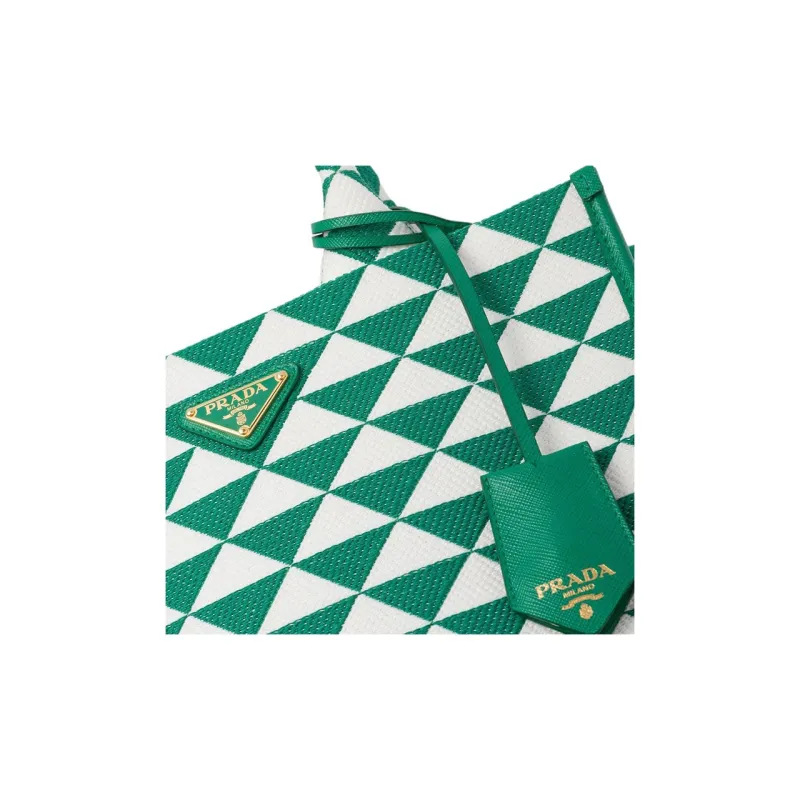 PRADA Leather Tote Bag, Shopping Bag, Shoulder Bag, Handbag Trumpets Women's Mango & White-3