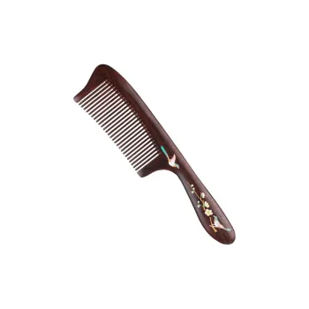 XIBI Handmade Lacquer Art Painted Wooden Comb Ebony Rich Wooden Comb Massage Head Skin Hairdressing Tools Straight Hair