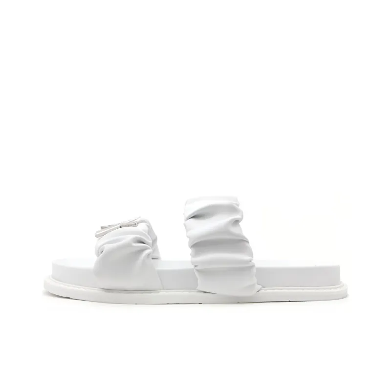 ARMANI EXCHANGE Ruched-detailed Logo-plaque Slides-0