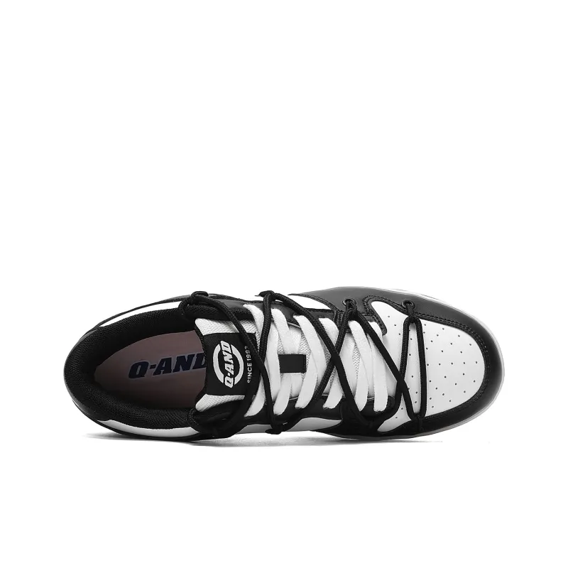 Q AND Anti Slip Wear Resistant Low Top Skateboard Shoes Men's White Black-3