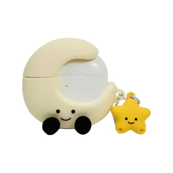 Sopi Compatible With Apple AirPods 4/2/3/AirPods Pro/Pro 2nd Generation Silicone Moon Stars Pendant Headphone Cases
