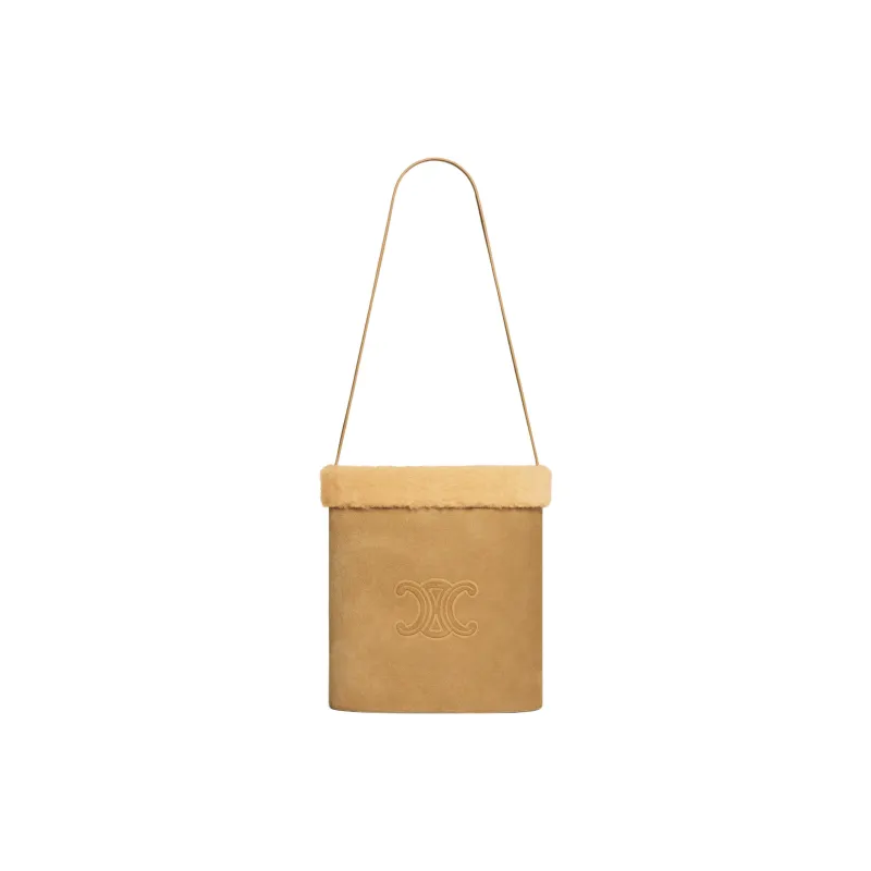 CELINE Calfskin Bucket Bags Crossbody Bag, Shoulder Bag Men's Natural-0