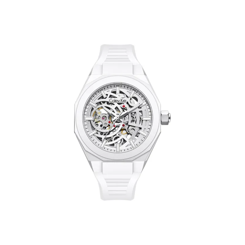 Colev Kie Automatic Mechanical Movement Silicone Strap Watch Men's Watches Cut Out Dial-7