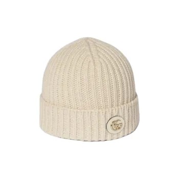GUCCI Knitted Fabric, Wool, Metal, Leather Beanies Unisex Beige