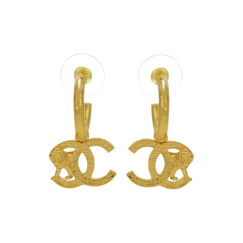CHANEL Double C Metal Earrings Women's-0