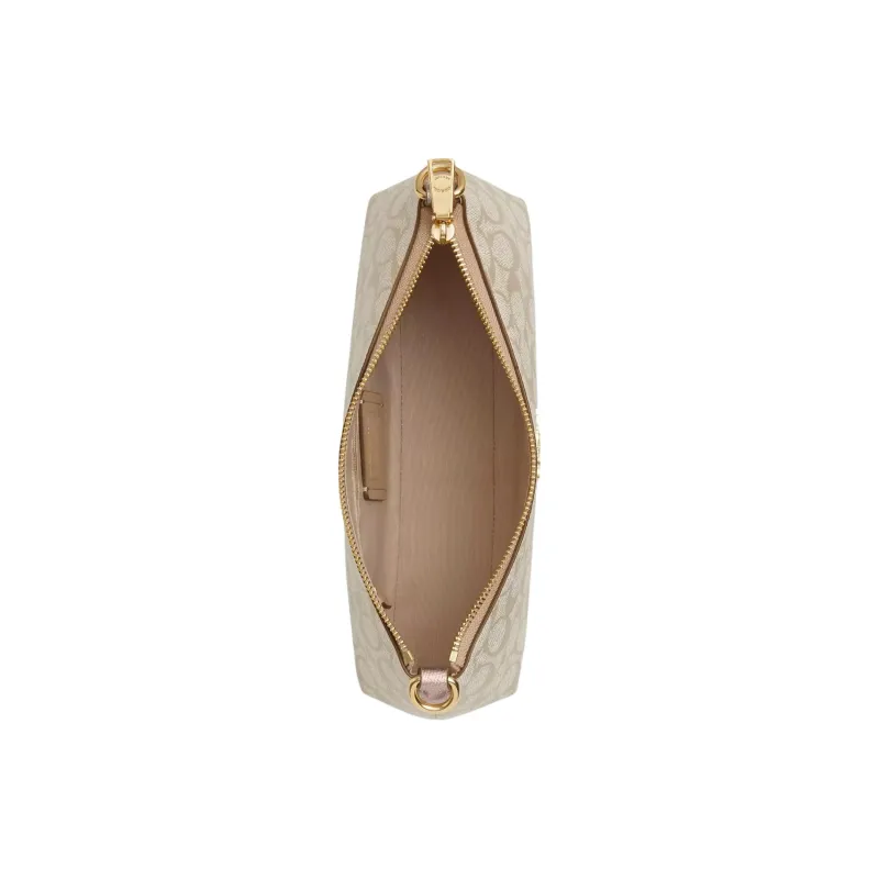 COACH Charlotte Coated Canvas Shoulder Bag Portable Crossbody Bag Shoulder Bag Medium Size Women's Champagne-2