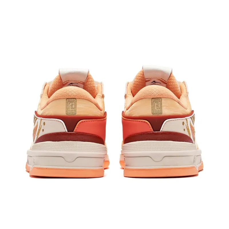 Erke No. 3 Single Anti Slip Wear Resistant Low Top Skateboard Shoes Women's Microcrystal White Cinnamon Orange-4