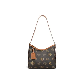 COOGI Cow Leather Large Capacity Crossbody Tote Medium Size Women's Khaki/Coffee