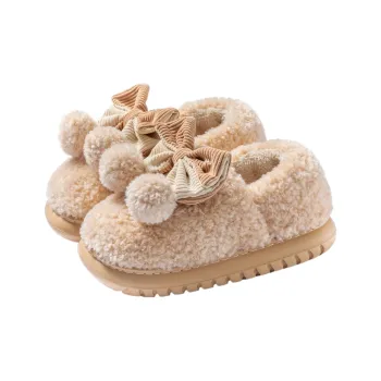 Foot Recreation Winter Refreshing Sweet Style Bowknot Backless Home Warm Slip Resistant Cotton Slipper Shoes Women's