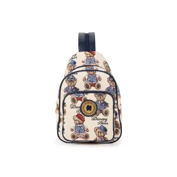DANNYBEARJEANS Fabric Backpack Regular Unisex Gentleman Bear White/Rose Pink