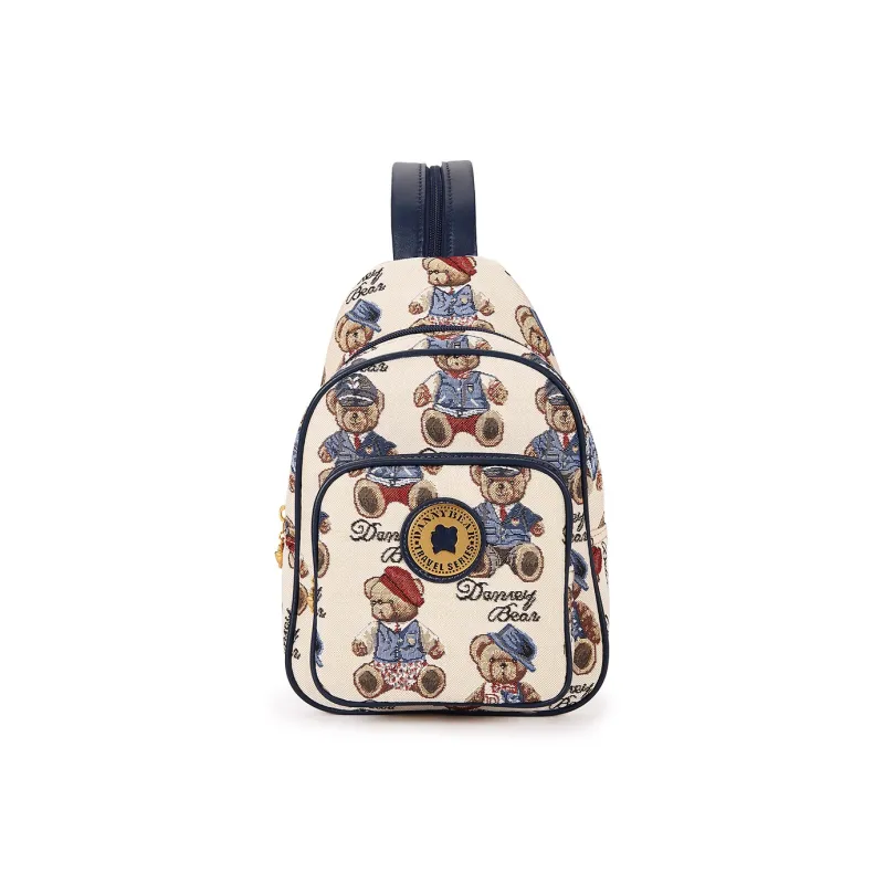 DANNYBEARJEANS Fabric Backpack Regular Unisex Gentleman Bear White/Rose Pink-0