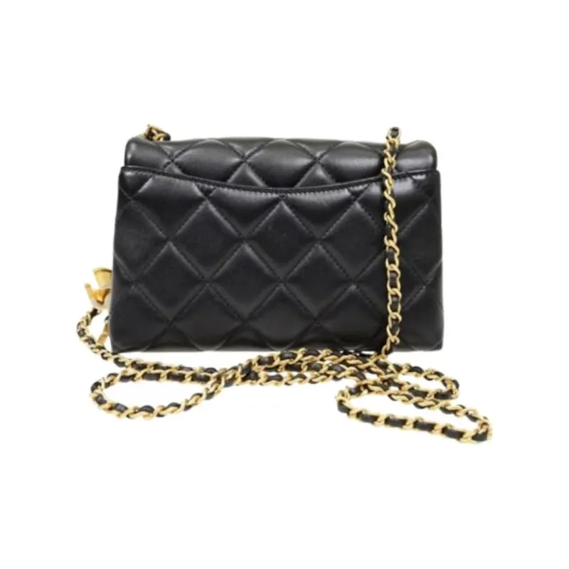 CHANEL Lambskin Crossbody Bag, Shoulder Bag Trumpets Women's Black-2