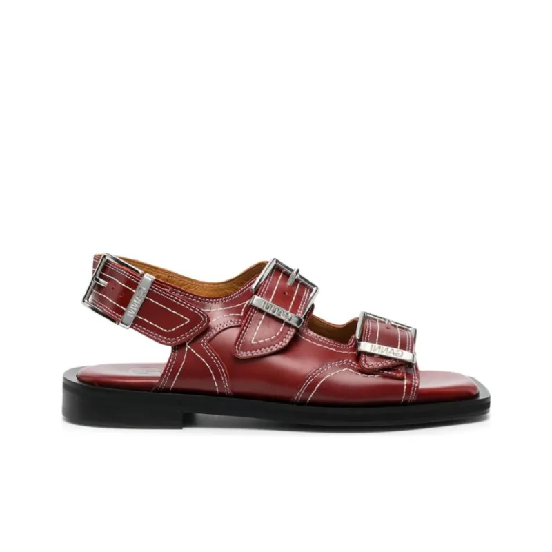 GANNI One Strap Sandals Women's Red-1