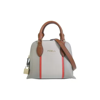 Furla Vittoria Leather Shoulder Bag Crossbody Bag Handbag Small Size Women's Gray & Multicolor