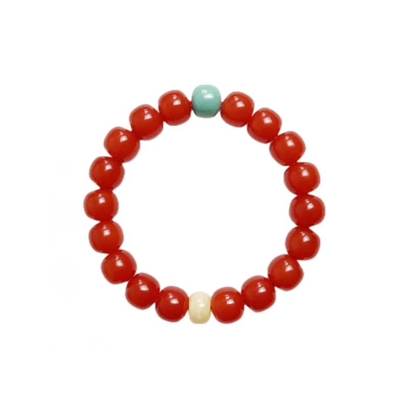 Xifeng Building Southern Red Agate Beeswax Turquoise Bracelets Unisex-0