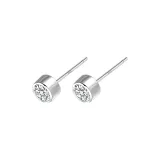 925 Sterling Silver Stud Earrings[6mm]1 Pair Eh-2077.ebC