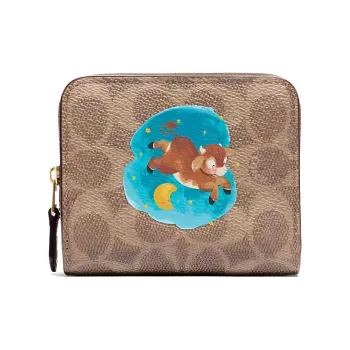 COACH Artificial Leather Card Holder Wallet Women's Brown