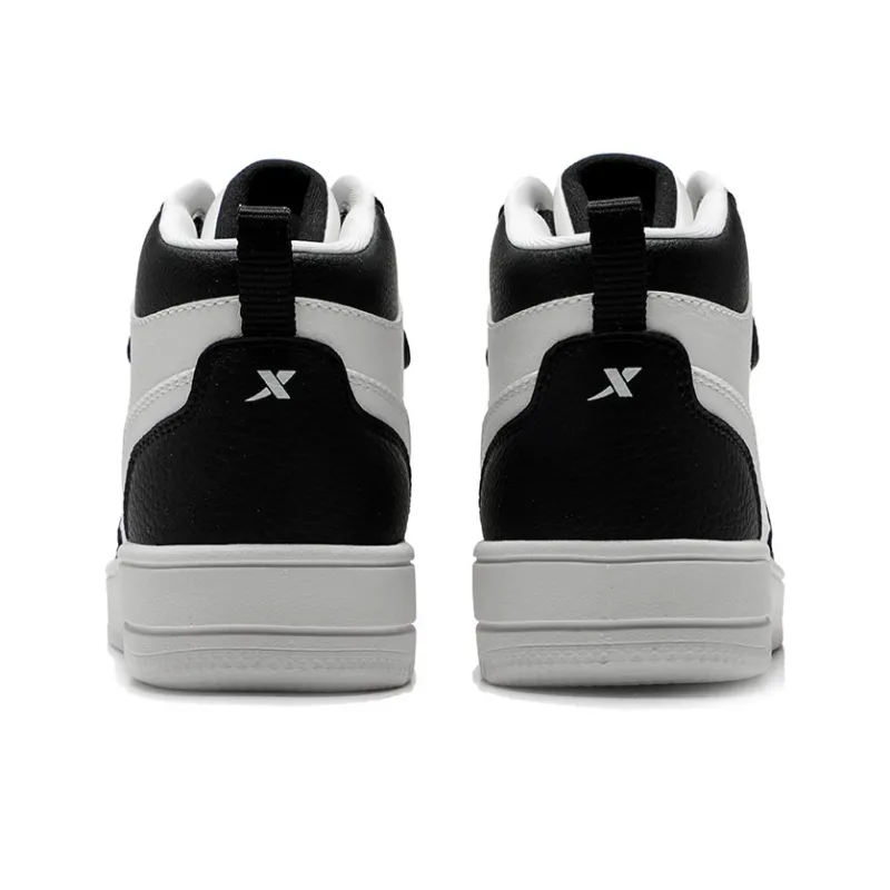XTEP Warm And Water Resistant High Top Skateboard Shoes Women's Black White-4