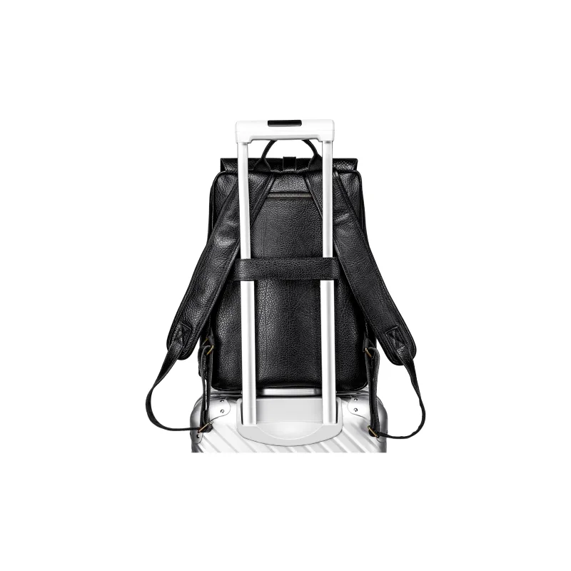 Ace Paul Top Grain Cow Leather Backpack Regular Unisex Black-5