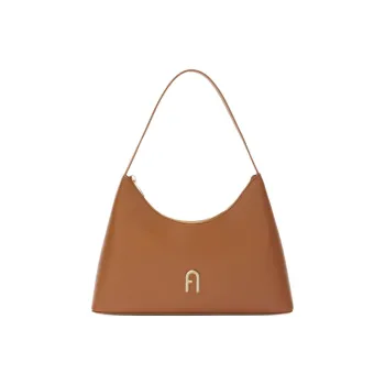Furla Diamante Calfskin Handbag Shoulder Bag Small Size Women's Brandy