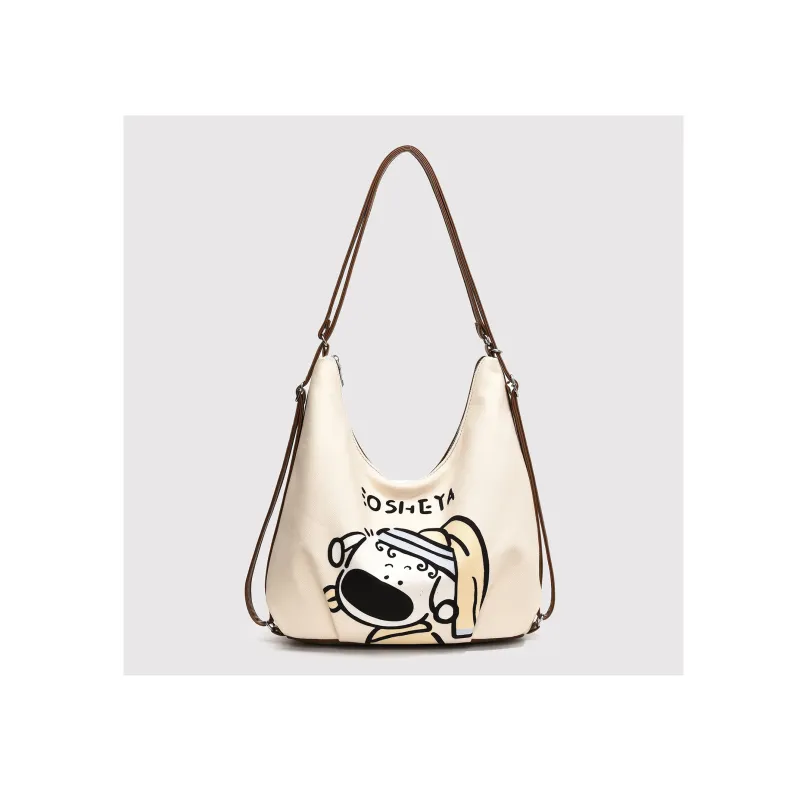 Yalu PU Double Shoulder Portable Crossbody Bag, Shoulder Bag Regular Women's Black/White/Khaki-3