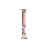 Apple-Round Butterfly Leather Strap ~ Pink Rose Gold Buckle