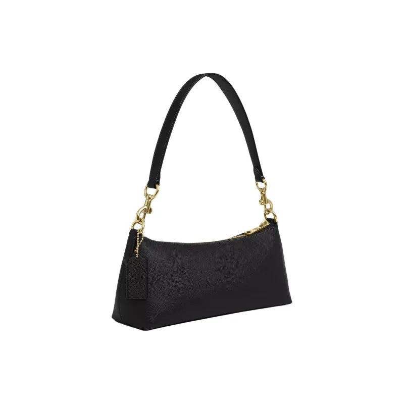 COACH Charlotte Cross Stitch Leather Shoulder Bag Portable Crossbody Bag Shoulder Bag Medium Size Women's Black-1
