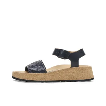 Birkenstock Glenda Raffia Strap Sandals Women's Black Narrow Fit