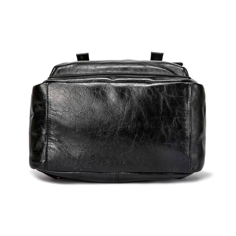 Ace Paul Top Grain Cow Leather Backpack Regular Unisex Black/Coffee-4