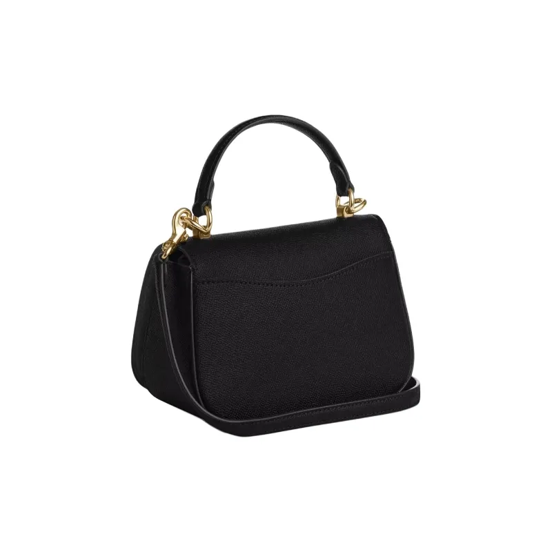 COACH Cross Grain Leather Shoulder Bag, Crossbody Bag, Handbag Trumpets Women's Black-3