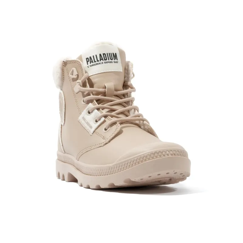 Palladium Abrasion Resistant Shock Absorbers Short Snow Boots Women's Beige-1