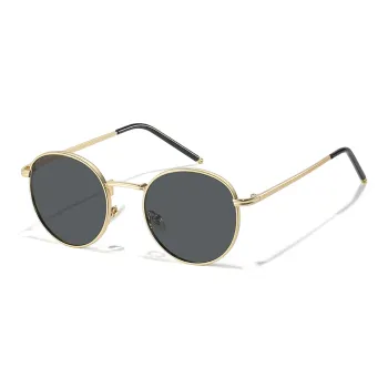 HELMER Alloy Oval Sunglasses Unisex Gold