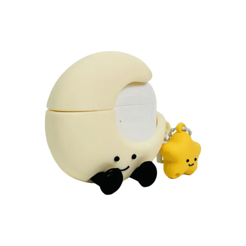 Sopi Compatibility With Apple AirPods 4/2/3/AirPods Pro/Pro 2 Silicone Moon Stars Pendant Headphone Cases-1