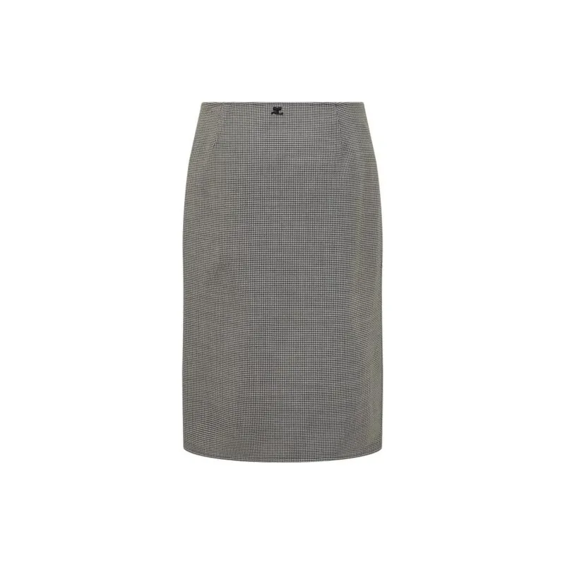 COURREGES Oblique Houndstooth Midi Skirt-1