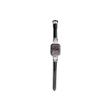 Apple-Round Butterfly Leather Strap ~ Black with Silver Buckle