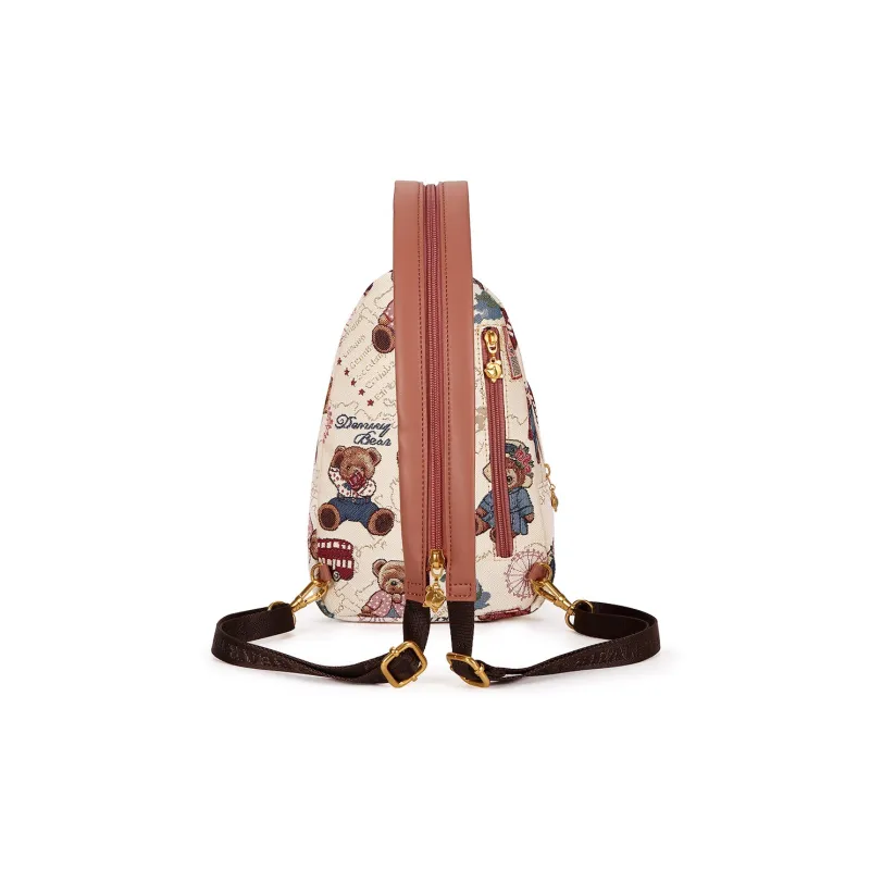 DANNYBEARJEANS Fabric Backpack Regular Unisex Gentleman Bear White/Rose Pink-8