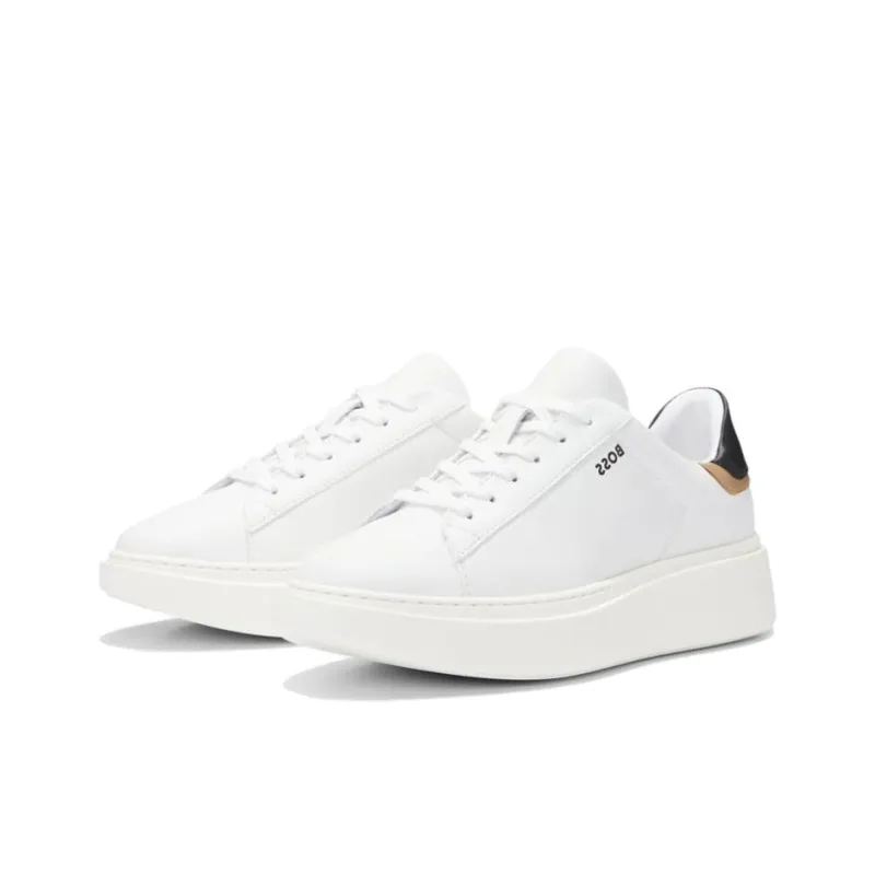 HUGO BOSS Wear-Resistant Low-Top Skateboard Shoes Women's White Black-4