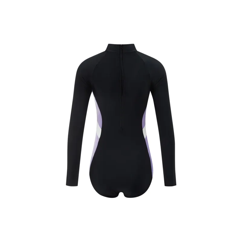 LiNing Swimming Series One piece Swimsuit Women's Black/Lilac-1