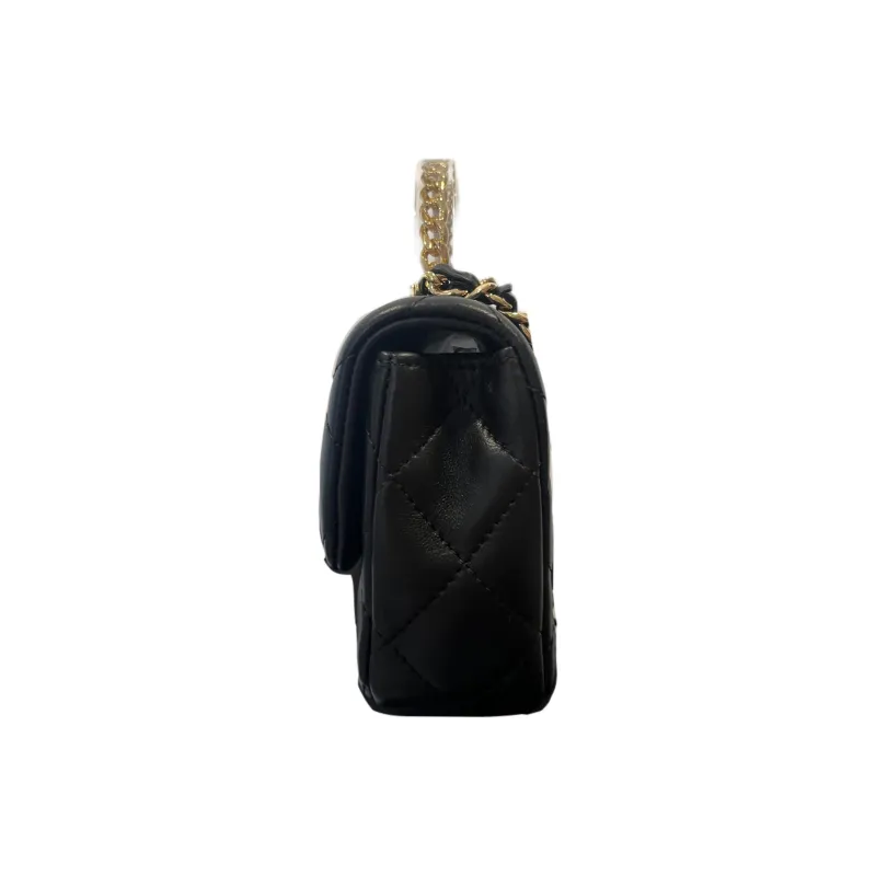 CHANEL Lambskin Flap Bag Handbag, Shoulder Bag, Crossbody Bag Mini Unisex Black-1