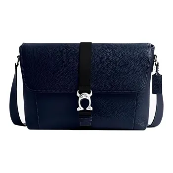 COACH BECK Grained Calfskin Messenger Bag, Shoulder Bag, Crossbody Bag Large Size Men's Dark Blue
