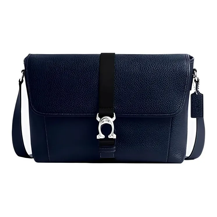 COACH Beck Grained Calfskin Shoulder Bag, Crossbody Bag Tubas Men's Dark Blue-0