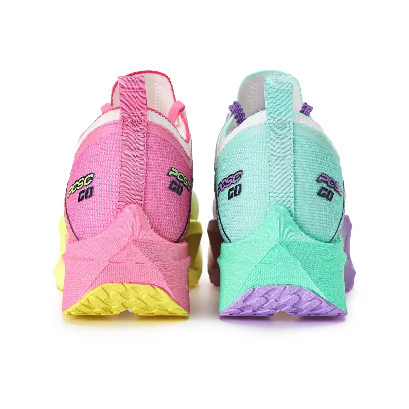 PCSC Cushioned Slip-Resistant Abrasion-Resistant Breathable Low-Top Running Shoes Men's Pink Purple Mismatched-3