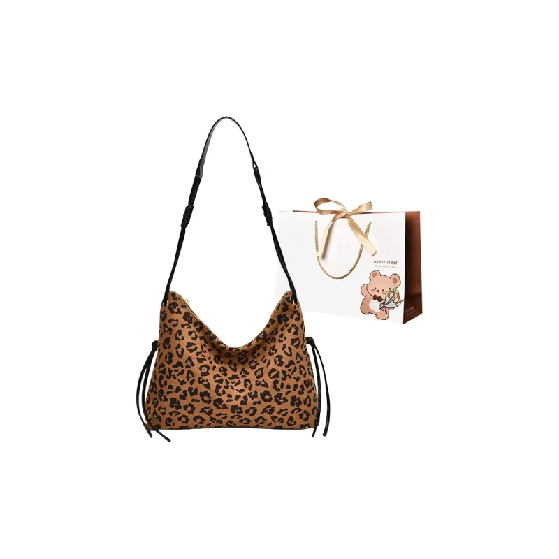 ERANGBEAR PU Shoulder Bag Women's Black/Coffee/Leopard Print Coffee/Leopard Print Brown-8
