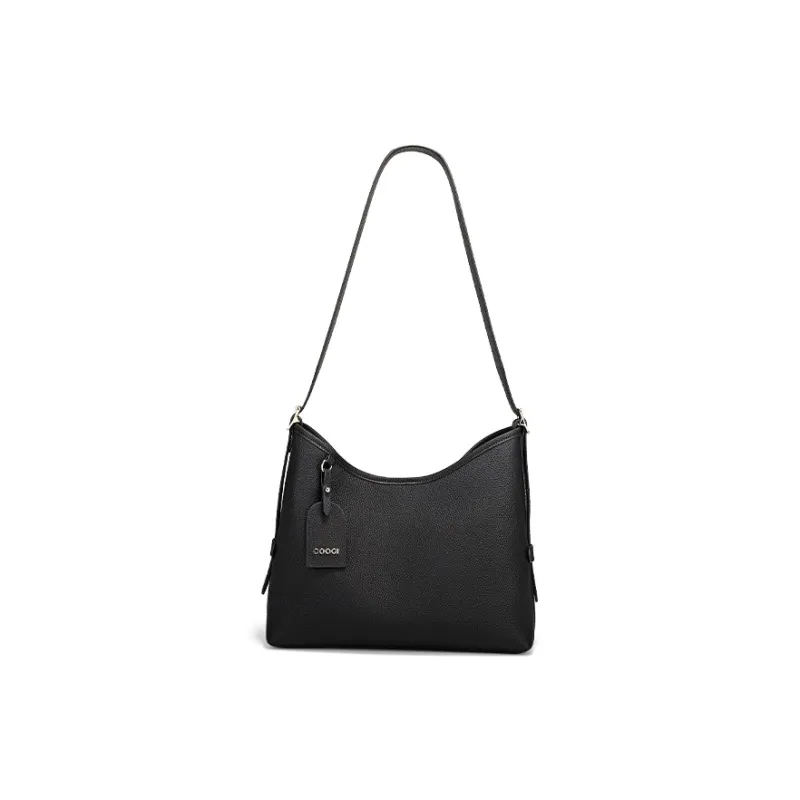 COOGI Cow Leather Crossbody Bag Shoulder Bag Large Size Women's Black/Gray-1