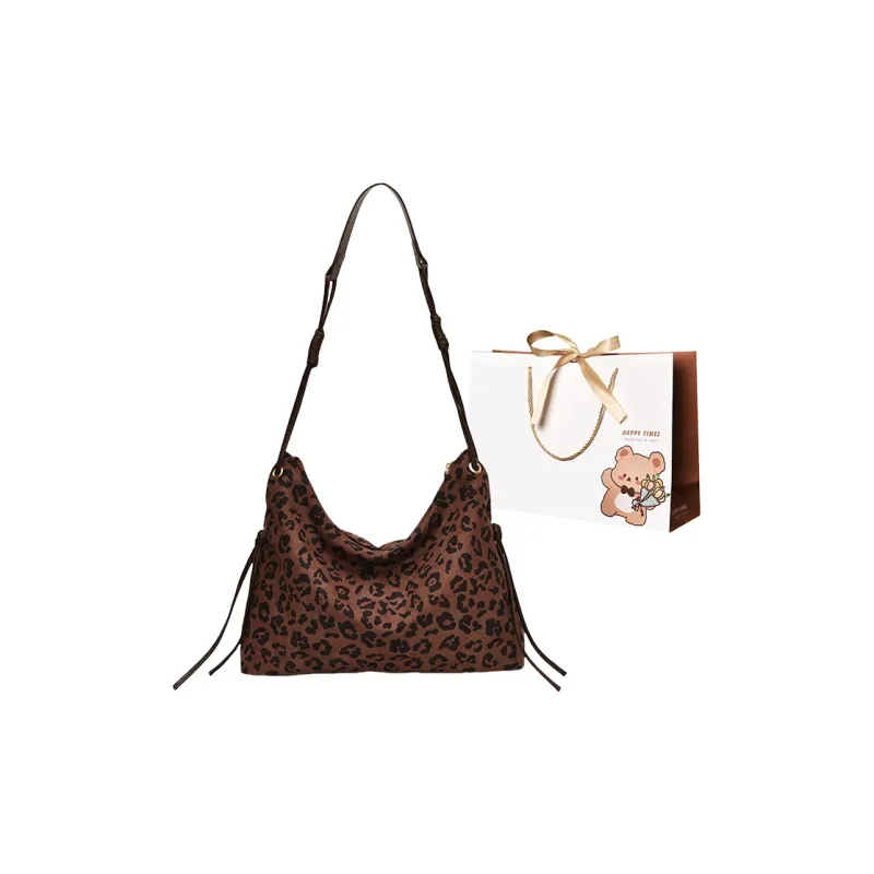 ERANGBEAR PU Shoulder Bag Women's Black/Coffee/Leopard Print Coffee/Leopard Print Brown-6