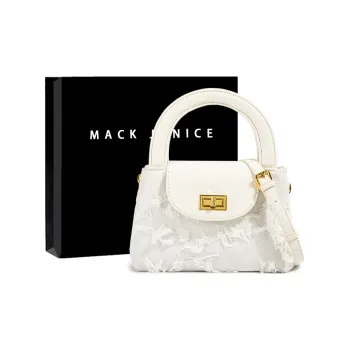 MACKJANICE Polyurethane Bonded Synthetic Leather Handbag Women's Fringe White